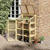 61icLqmasjL._AC_.jpg Outsunny Mini Serre de Jardin en Polycarbonate Cadre en Bois 3 étagères dim. 80L x 50l x 130H cm Double Porte Toit ouvrant Bois de Sapin lasuré Marron