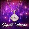 SHEGRACE Collier Simple Plaque pour Femmes en Argent Sterling Pur 925, avec Pendentif en Or Rose œIl de Chat Rond/Pomme en Platine, RéGlable