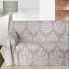 Byour3®️ Housse De Canapé 2 3 4 Place Coton Imprimée Damasco Sofa Cover Aussi pour Angle avec Ou sans Accoudoirs Revêtement Canapés Résistant Lavable Jacquard (Damassé Blanche, 4 Place)