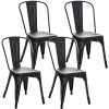 CLP Lot De 4 Chaises Empilables Au Design Industriel Benedikt CLP Lot De 4 Chaises Empilables Au Design Industriel Benedikt I Siège Original en Métal avec Dossier Haut I Pieds avec Patins De Protection, Couleur:Noir/Or