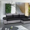 Canapé d'angle réversible et Convertible en Tissu Gaby - Bicolore Noir et Gris Clair