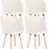 EUGAD 4 X Chaises de Salle à Manger en Velours EUGAD 4 X Chaises de Salle à Manger en Velours Assise,Chaise de Cuisine Crème Blanc 0300BY-4