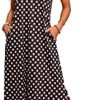 Enmain Robes D'Été Femme Robe Maxi Fleurs Casual Col en V Dames Boho Chic Robe De Plage sans Manches Longue Robes Caraco avec Poches