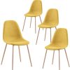 GOLDFAN Lot de 4 Chaises de Salle à Manger Chaise GOLDFAN Lot de 4 Chaises de Salle à Manger Chaise en Tissu de Cuisine Scandinave Chaises de Salon avec Pieds en métal,Jaune