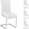 IDIMEX Lot de 4 chaises de Salle à Manger ALADINO IDIMEX Lot de 4 chaises de Salle à Manger ALADINO piètement chromé revêtement synthétique Blanc