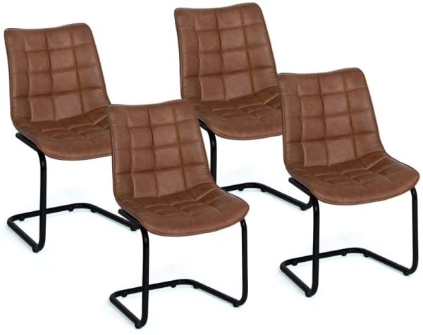 IDMarket - Lot de 4 chaises Mae Marron Vintage en IDMarket - Lot de 4 chaises Mae Marron Vintage en PU pour Salle à Manger