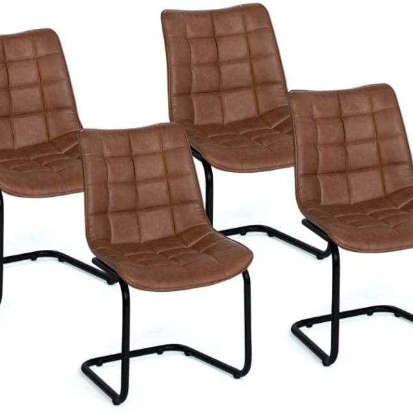 IDMarket - Lot de 4 chaises Mae Marron Vintage en IDMarket - Lot de 4 chaises Mae Marron Vintage en PU pour Salle à Manger