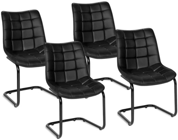 IDMarket - Lot de 4 chaises Mae Noires en PU IDMarket - Lot de 4 chaises Mae Noires en PU pour Salle à Manger