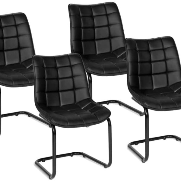 IDMarket - Lot de 4 chaises Mae Noires en PU IDMarket - Lot de 4 chaises Mae Noires en PU pour Salle à Manger