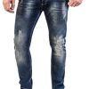 Jeans Rock Rock Designer Designer pour Hommes Jeans Stretch Slim Fit Coupe Slim [RC-2117 - Bleu Vintage - W38 L36]