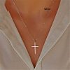 Jovono Collier à la mode pendentif croix chaîne de bijoux Jovono Collier à la mode pendentif croix chaîne de bijoux pour femmes et filles (Argent)