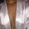 Jovono Mode Long Collier en Argent avec Chaîne de Bijoux Jovono Mode Long Collier en Argent avec Chaîne de Bijoux en Strass pour Dames und Filles