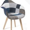 KAYELLES Lot de 2 chaises scandinaves Patchwork, Salle à Manger, KAYELLES Lot de 2 chaises scandinaves Patchwork, Salle à Manger, Cuisine - NEDA (Patchwork Bleu)