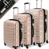 KESSER® Set de 3 valises | Bagages à roulettes | Rigide | Valises pour Voyage en Avion | Valises Cabine à roulettes | Bagages à Coque Dure | Valises M-L-XL, Champagne