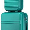 Kono Set de 2 Valises de Voyage Rigide Bagage Cabine Kono Set de 2 Valises de Voyage Rigide Bagage Cabine à Main 55cm Légere à 4 roulettes avec Serrure TSA + Portable Vanity Case (Turquoise)