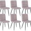 Lestarain Lot de 6 Chaises de Salle à Manger Rétro Lestarain Lot de 6 Chaises de Salle à Manger Rétro Chaises de Cuisine Chaises de Salon Rembourrée en Lin,Pied en métal,Chaises avec Dossier Gris Clair