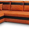 MEUBLO Canapé d'angle Convertibles 3 Place Tissu + Simili Cuir MEUBLO Canapé d'angle Convertibles 3 Place Tissu + Simili Cuir Tommy (Orange, Canapé d'angle Gauche)