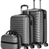 NEWTECK Lot de Valises de Voyage Grise, Valise Cabine, Valise NEWTECK Lot de Valises de Voyage Grise, Valise Cabine, Valise Moyenne (53/63cm) et Trousse de Toilette. Set de Valises Rigides 4 Roues, ABS, Robustes, Durables et Légères. Serrure à Combinaison