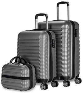 Ensemble DE VALISES Hard Shell ABS 4 Roues Spinner Bagage A Main Leger Cabine Travel Trolley FMXD011ST_ Gris Fumée 