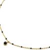 Oh My Shop CC3692 - Collier Fine Chaîne Acier Doré Oh My Shop CC3692 - Collier Fine Chaîne Acier Doré avec Mini Perles Email Noir et Pierre Ronde