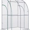 Outsunny Serre de Jardin adossée Serre adossée dim. 1,43L x Outsunny Serre de Jardin adossée Serre adossée dim. 1,43L x 1,18l x 2,12H m 2 Portes zippées enroulables Acier PVC Transparent