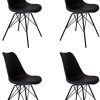 SAM Lot de 4 baquets Coussin Cuir synthétique avec Pieds SAM Lot de 4 baquets Coussin Cuir synthétique avec Pieds en métal Noir-Chaise de Salle à Manger de Style scandinave, 48 x 55 x 86 cm