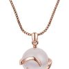SHEGRACE Collier Simple Plaque pour Femmes en Argent Sterling Pur 925, avec Pendentif en Or Rose œIl de Chat Rond/Pomme en Platine, RéGlable
