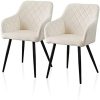 TUKAILAI Lot de 2 chaises de salle à manger en TUKAILAI Lot de 2 chaises de salle à manger en velours avec assise rembourrée, pieds en métal, accoudoirs et dossier pour salon, salle à manger, cuisine, chambre à coucher, réception - Crème