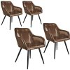 TecTake 800878 Lot de 4 Chaises de Salle à Manger TecTake 800878 Lot de 4 Chaises de Salle à Manger en Simili Cuir Scandinave Pieds en Acier Noirs Élégant avec Accoudoirs – Diverses Couleurs (Marron Foncé)