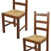 Tommychairs - Set 2 chaises Rustica pour Cuisine, Bar et Salle à Manger, Robuste Structure en Bois de hêtre peindré en Couleur Noyer Clair et Assise en Paille