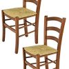 Tommychairs - Set 2 chaises Venice pour Cuisine, Bar et Tommychairs - Set 2 chaises Venice pour Cuisine, Bar et Salle à Manger, Robuste Structure en Bois de hêtre peindré en Couleur Noyer Clair et Assise en Paille