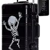 Valise Cabine en 100% Aluminium Dimensions Cabine Bagage Trolley 55x35x20 Valise Cabine en 100% Aluminium Dimensions Cabine Bagage Trolley 55x35x20 cm Serrure TSA Sac de Voyage Modèle Black Skull (Valise prête à Charger Les Portables) TOKYOTO Luggage (Seule Valise)