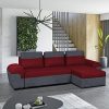 Vente-unique - Canapé d'angle réversible et Convertible en Tissu Gaby - Bicolore Rouge et Anthracite