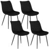 WOLTU 4 Chaises de Salle à Manger en Velours et WOLTU 4 Chaises de Salle à Manger en Velours et métal,Chaises de Salon Chaises de Cuisine Noir BH209sz-4