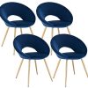 WOLTU Chaises de Salle à Manger Lot de 4 rembourrées WOLTU Chaises de Salle à Manger Lot de 4 rembourrées en Velours,Chaise de Salle de séjour Bleu BH230bl-4