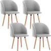 WOLTU Lot de 4 Chaise de Cuisine en Lin Fauteuil WOLTU Lot de 4 Chaise de Cuisine en Lin Fauteuil de Repas Salle à Manger, Gris Clair, BH120hgr-4