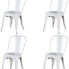 WV LeisureMaster Lot de 4 chaises de salle à manger WV LeisureMaster Lot de 4 chaises de salle à manger empilables en métal style industriel vintage, convient pour une utilisation en intérieur et en extérieur