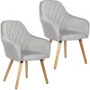 Wolmics Chaise de Salle à Manger Lot de 2 avec Wolmics Chaise de Salle à Manger Lot de 2 avec Accoudoirs Chaise Fauteuil Scandinave Velours,Chaise Salon à Manger Chaise Cuisine Gris Clair Pieds en Bois Massif