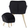 Lestarain Lot de 2 Chaise de Salle à Manger Fauteuil de Salle à Manger en Velours et Métal,Fauteuil Scandinave Chaise de Cuisine,Noir