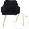Lestarain Lot de 2 Chaise de Salle à Manger Fauteuil de Salle à Manger en Velours et Métal,Fauteuil Scandinave Chaise de Cuisine,Noir