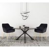 Lestarain Lot de 2 Chaise de Salle à Manger Fauteuil de Salle à Manger en Velours et Métal,Fauteuil Scandinave Chaise de Cuisine,Noir