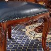 Chaise de salle à manger simple à deux faces en bois sculpté rétro bleu en cuir