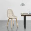 Lot de 2 Chaises de Salle à Manger Design Sièges Rembourrés Polyester Pieds en Bois de Hêtre 86 x 53 x 47 cm Beige