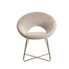 FineBuy Chaise de Salle à Manger Beige Velours/Métal Design Moderne | Chaise Cuisine avec Dossier | Chaise Rembourrée Capacité de Charge maximale 110 kg