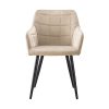 OFCASA Lot de 2 chaises de salle à manger capitonnées avec accoudoirs Pieds en métal robuste Crème Velours Pour la maison, la cuisine, le bureau, le restaurant