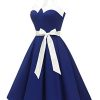 314Nvo5XB1L._SL500_.jpg Dressystar DS1957 Robe de Bal Polka Vintage pin-up à 'Audrey Hepburn' 50's 60's Rockabilly Halter,Dos Nu, Bleu Saphir et Blanc XL