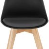 TecTake 800854 Lot de 6 Chaises de Salle à Manger Style Scandinave Mobilier d´Intérieur Pieds Bois Massif Design Moderne – Diverses Couleurs (Noir)