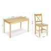 Meerveil Ensemble Table et 4 Chaises, Table de Salle à Manger Massif Pin Bois Style Classique pour Cuisine Salon Maison, 108 x 65 x 73 cm (Couleur Bois)