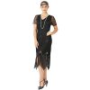 31Cf6FwJXLL._SL500_.jpg JaosWish Robe Gatsby Année 1920 à Double Col V Manches Courtes Creusantes Sequins et Franges Style Elégant Soirée Cocktail