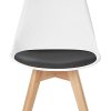IDMarket - Lot de 6 chaises SARA Bicolore Blanches Coussin Noir
